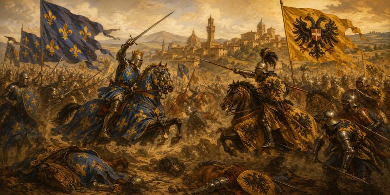 French and Habsburg knights clashing in the Italian Wars