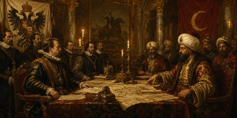 Habsburg and Ottoman diplomats negotiating — strategic accommodation prevented total war